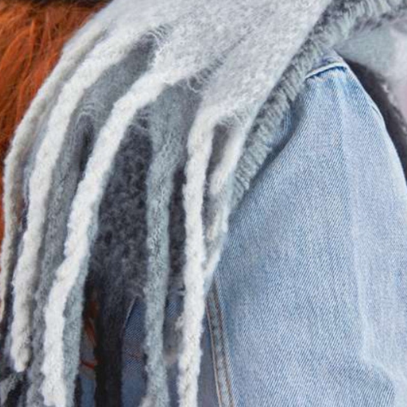 Michael Stars Classic Fringe Winter Scarf – Black / Grey Plaid