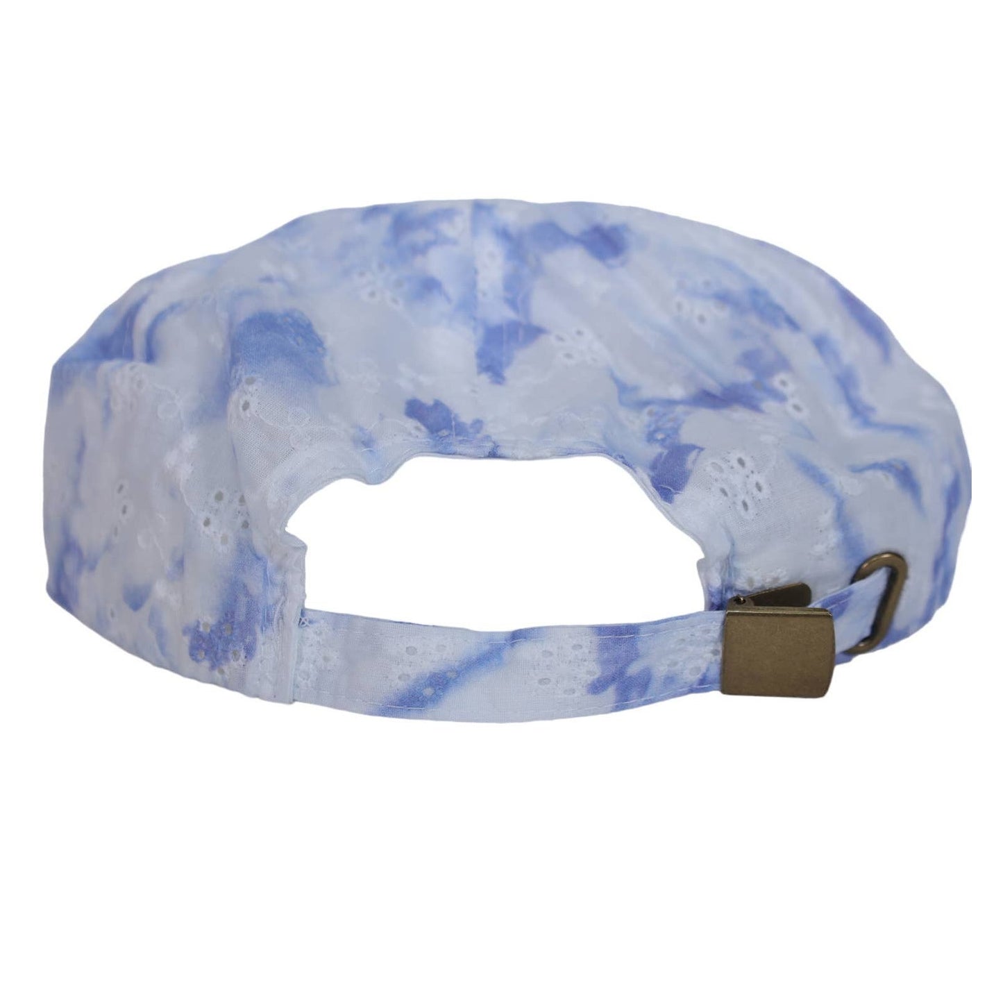 Summer & Rose Eyelet Baseball Cap - One Size Adjustable - Blue / White Tie-Dye