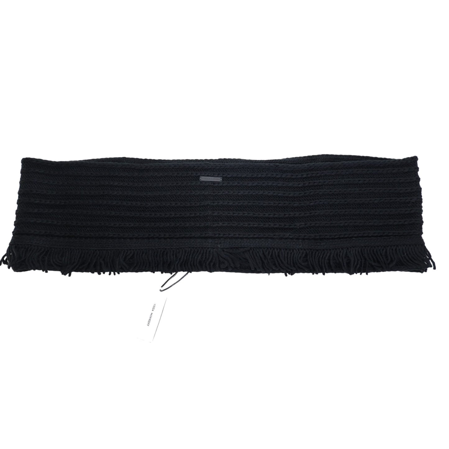 Rebecca Minkoff Knit Ribbed Infinity Fringe Scarf - Black