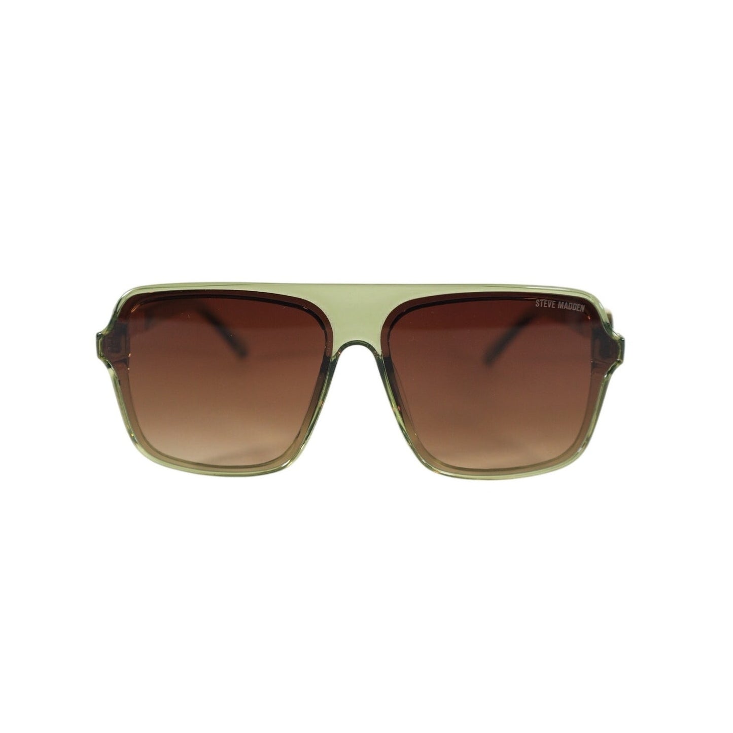 Steve Madden TELLIE Oversized Shield Sunglasses - Shiny Crystal Green/Gold