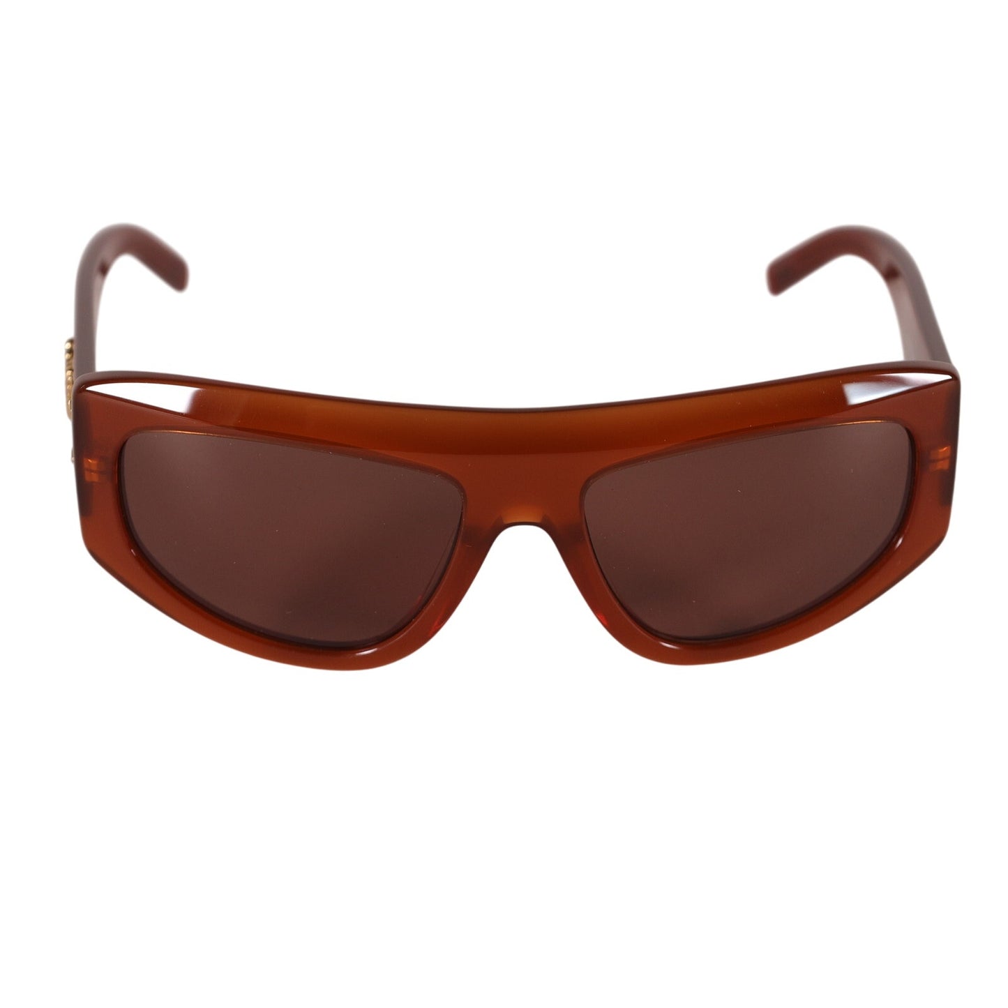 MCM Wraparound Rectangle Sunglasses - Shiny Light Brown / Brown