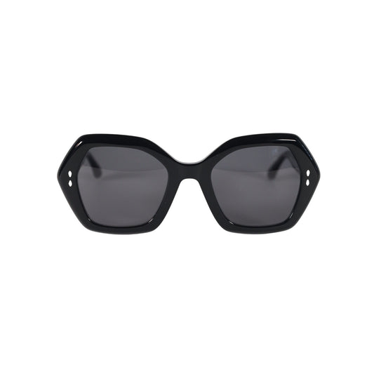 Isabel Marant Oversized Geometric Women's Sunglasses - Shiny Black / Grey