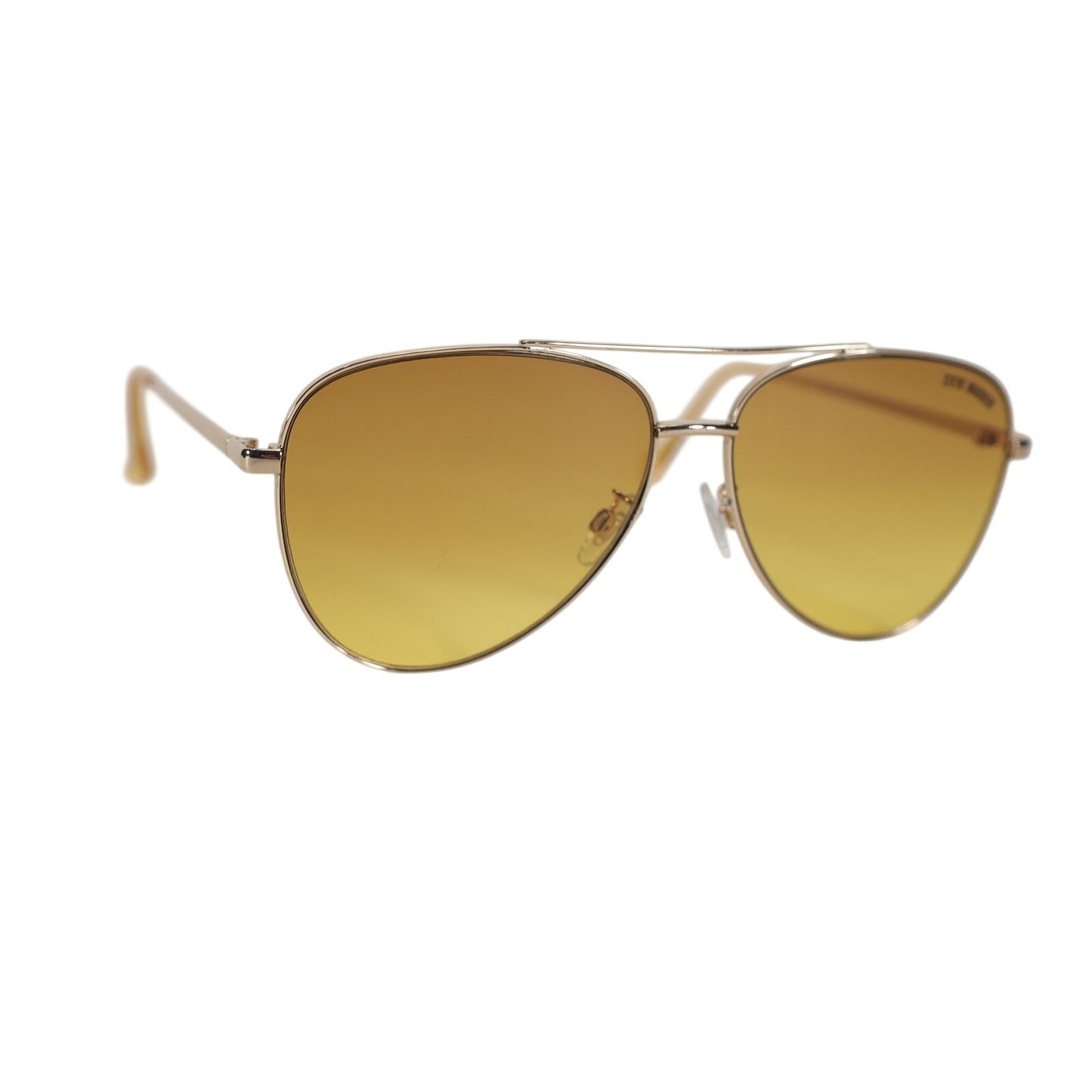 Steve Madden SANTANA Metal Aviator Sunglasses - Gold / Crystal Yellow