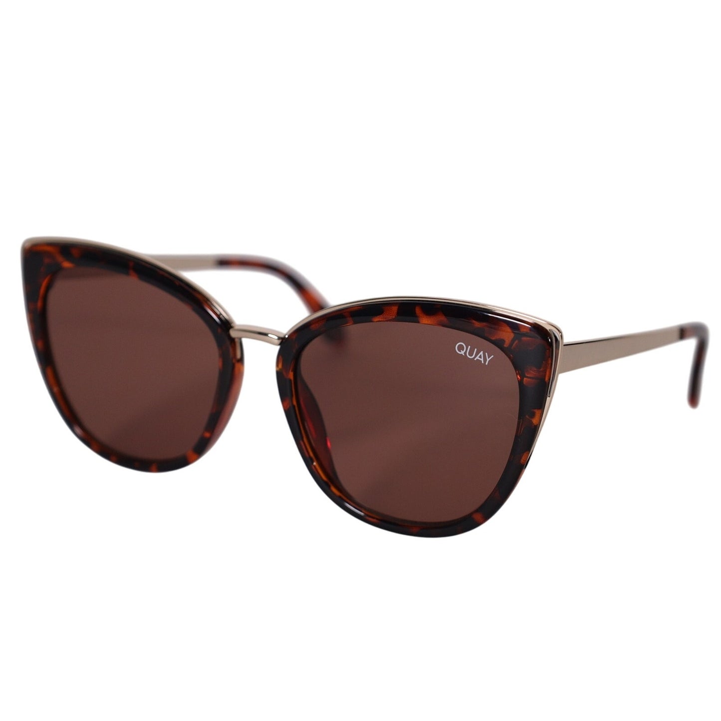 Quay Australia HONEY Oversized Cat Eye Sunglasses - Tortoise Gold / Brown