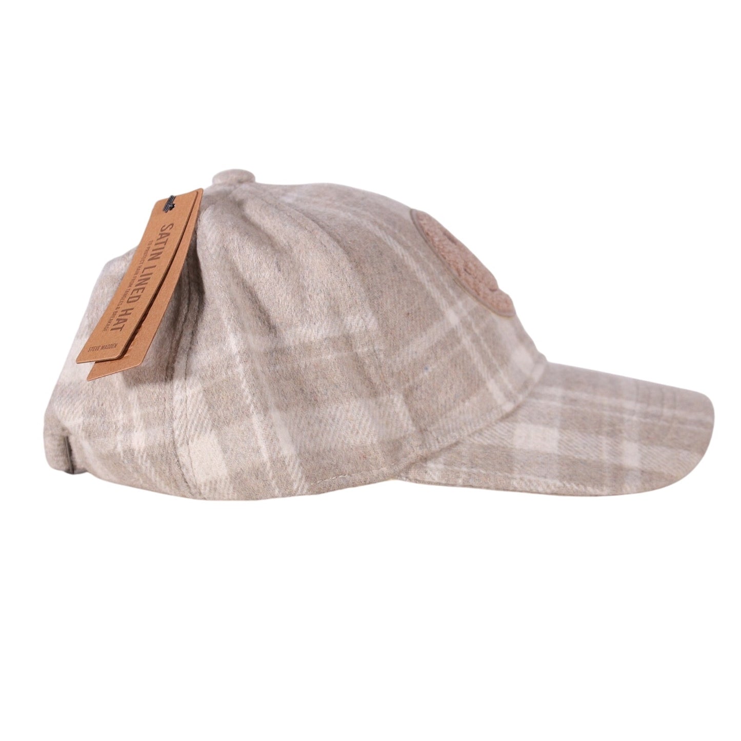 Steve Madden Iris Plaid Satin Lined Baseball Cap - One Size - Beige/Cream