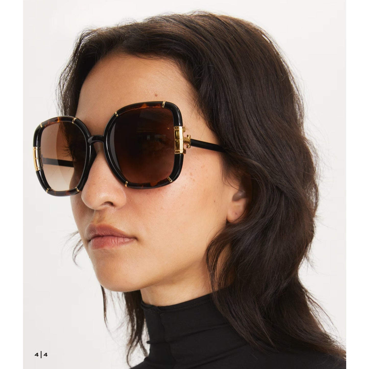 Tory Burch Eleanor Oversized Square Womens Sunglasses-Dark Tortoise/Brown