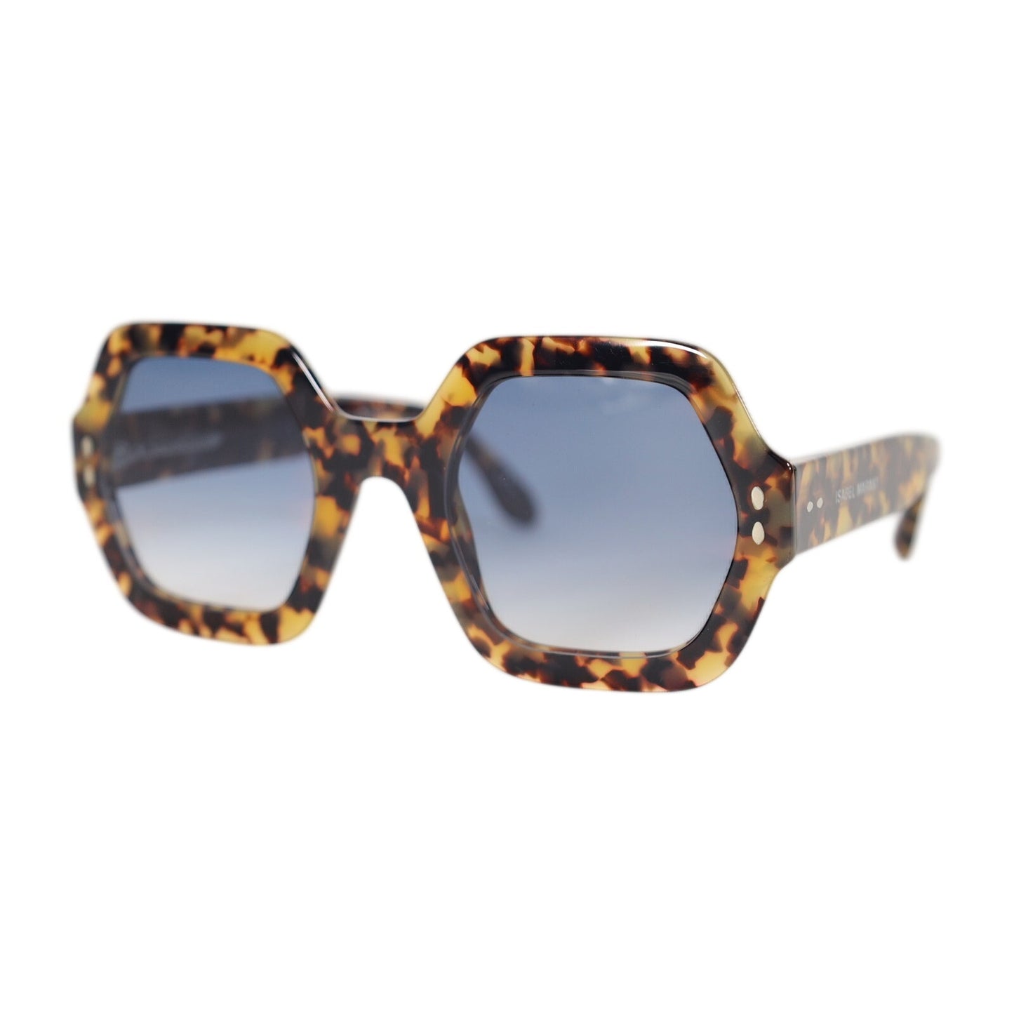 Isabel Marant Oversized Square Womens Sunglasses-Yellow Havana/Blue Gradient
