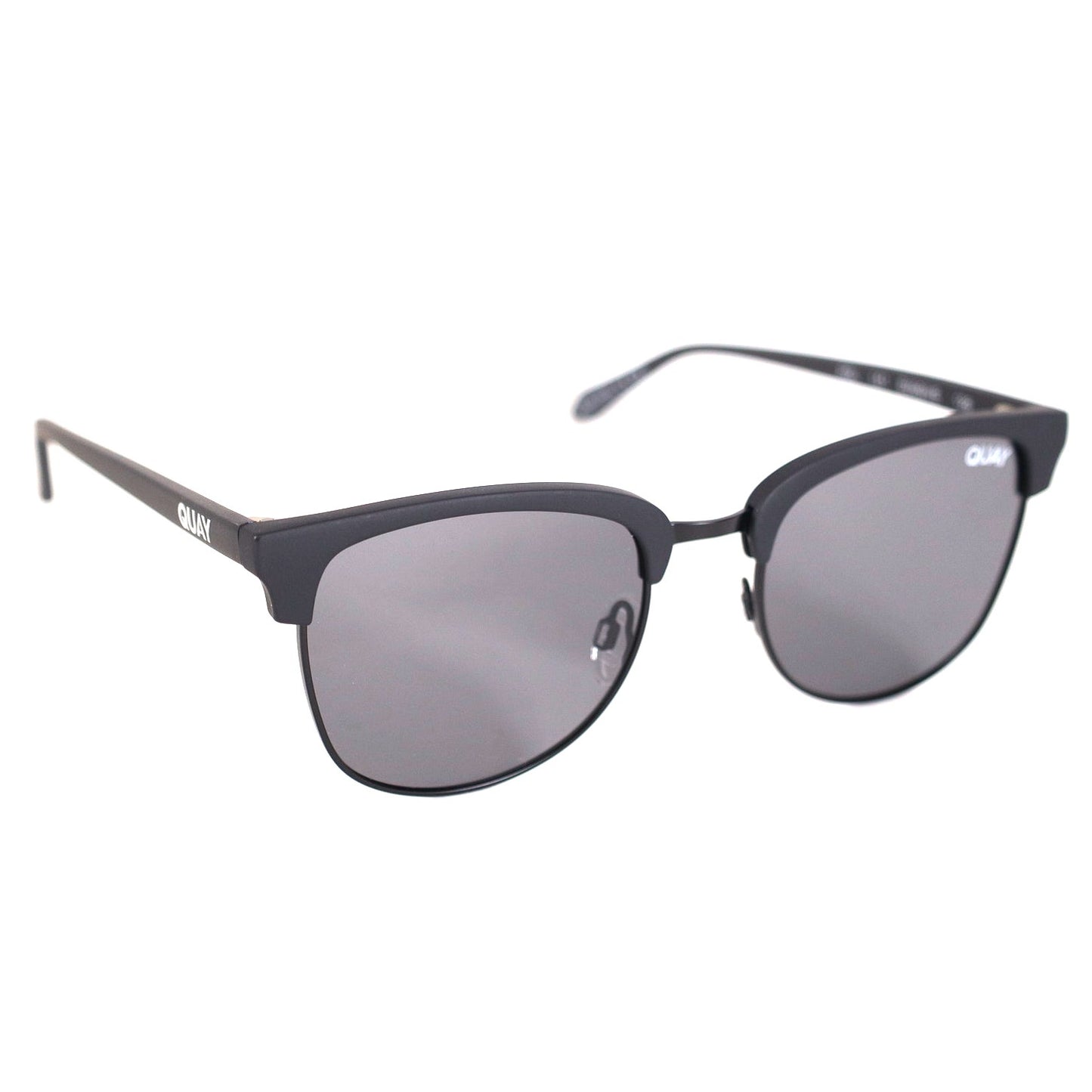 Quay Australia EVASIVE Round Polarized Sunglasses – Matte Black / Smoke