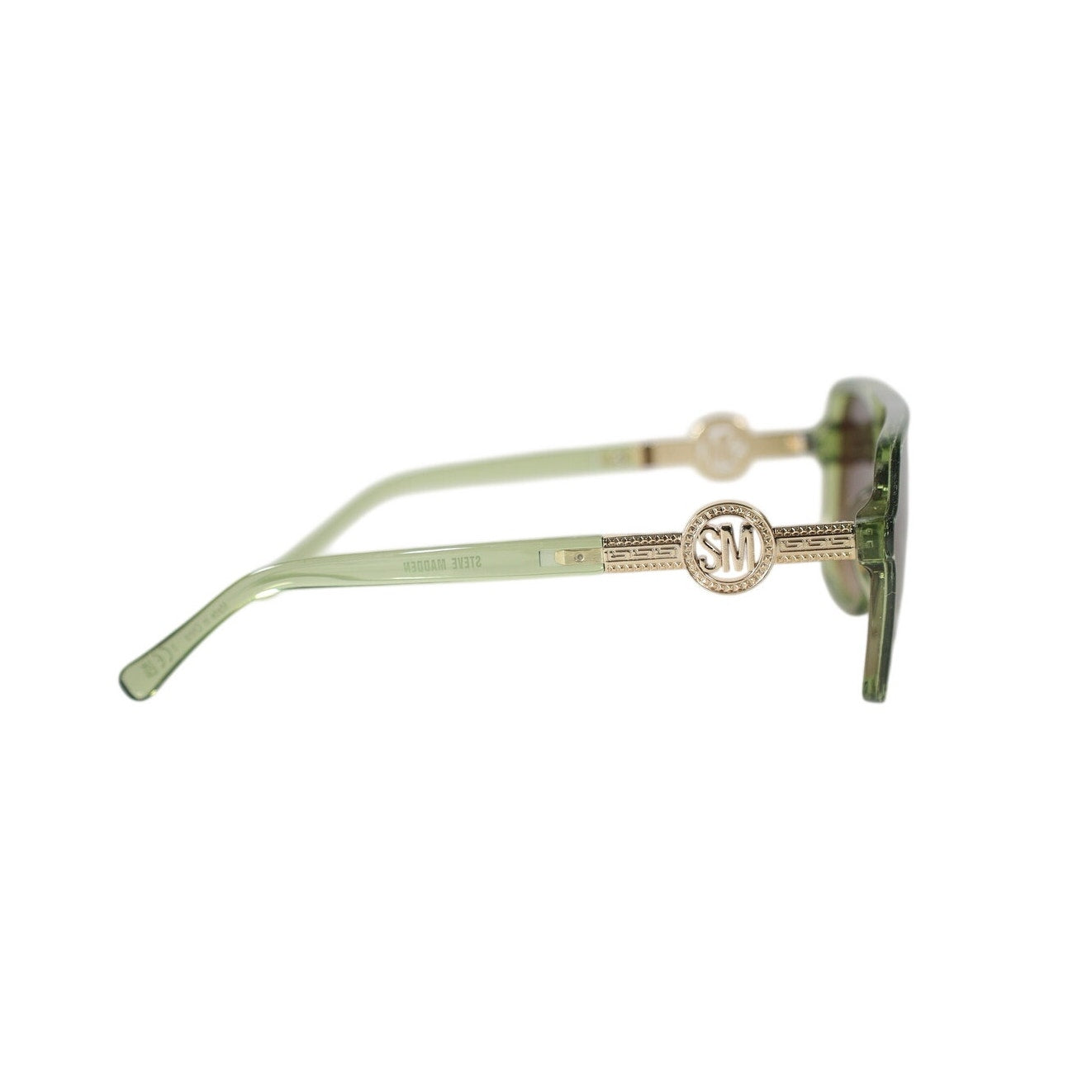 Steve Madden TELLIE Oversized Shield Sunglasses - Shiny Crystal Green/Gold
