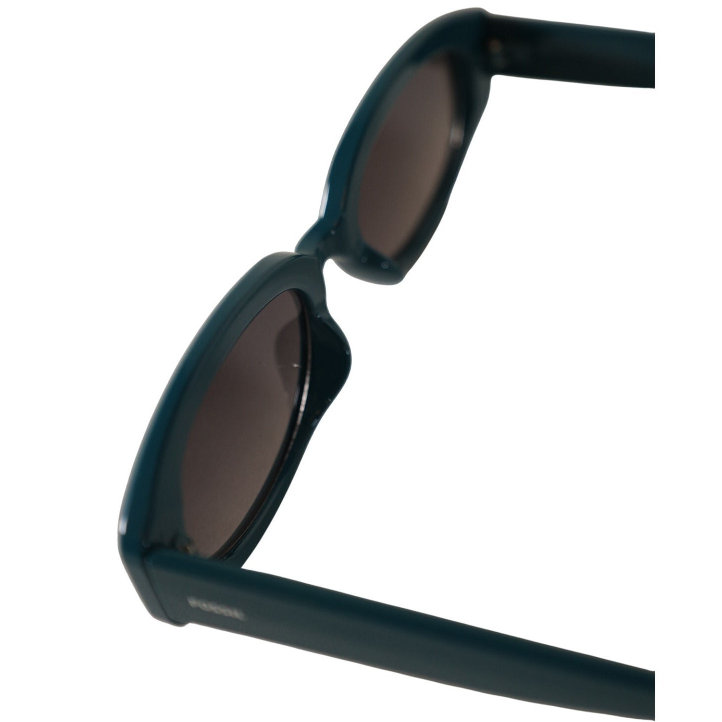 Fossil Slim Oval Cutoff Sunglasses - Teal Blue Green / Grey
