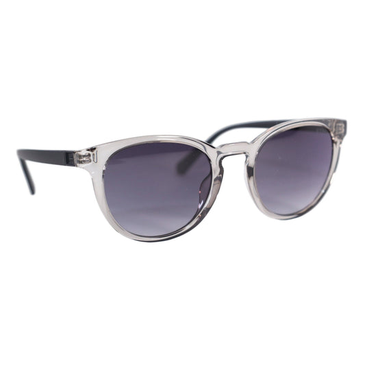 GUESS Round Sunglasses – Transparent Grey / Grey Gradient – Matte Black Arms