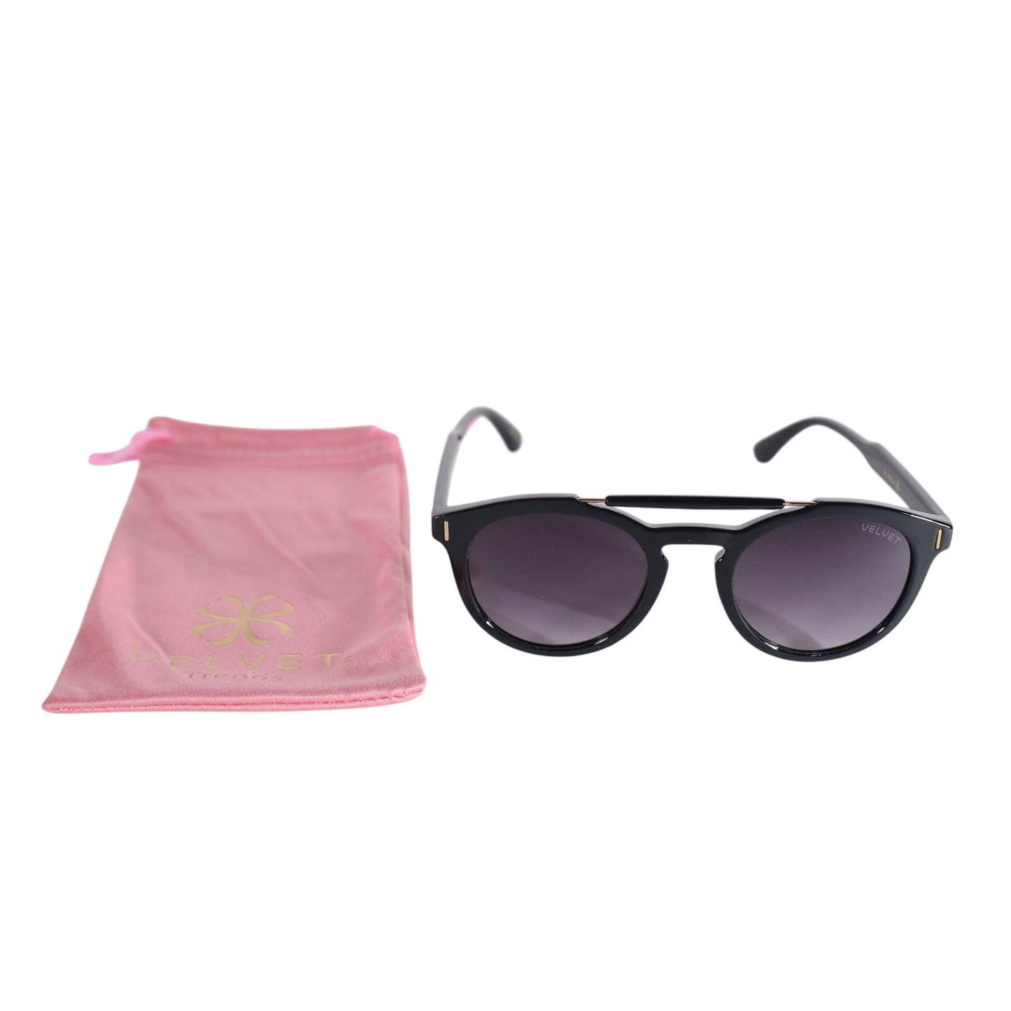 Velvet Eyewear AMELIA Round Aviator Sunglasses - Black / Gray Fade
