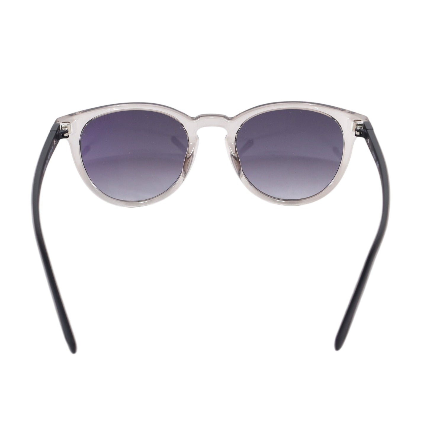 GUESS Round Sunglasses – Transparent Grey / Grey Gradient – Matte Black Arms