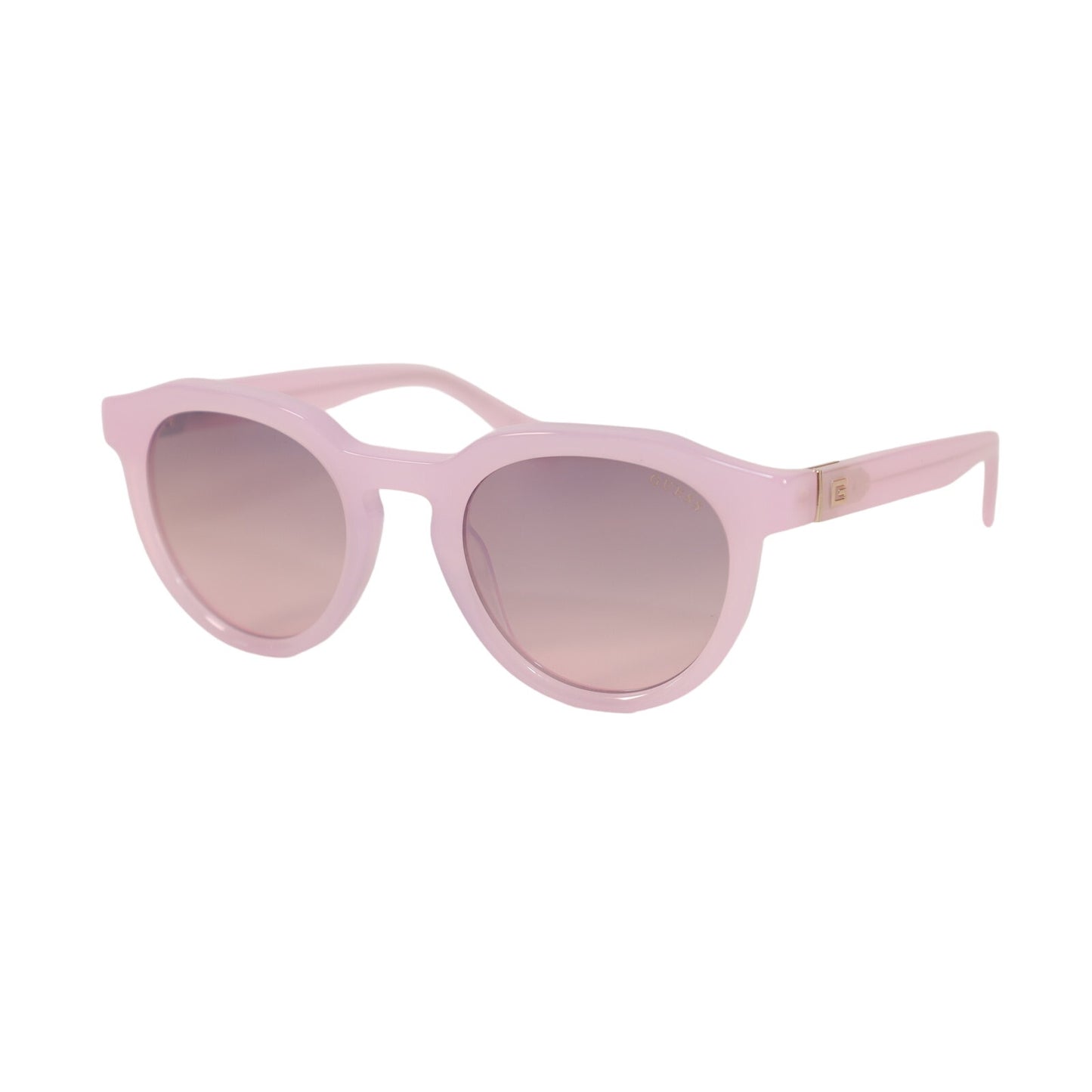 Guess Round Womens Sunglasses - Frosted Light Pink/Bordeaux Pink Mirror