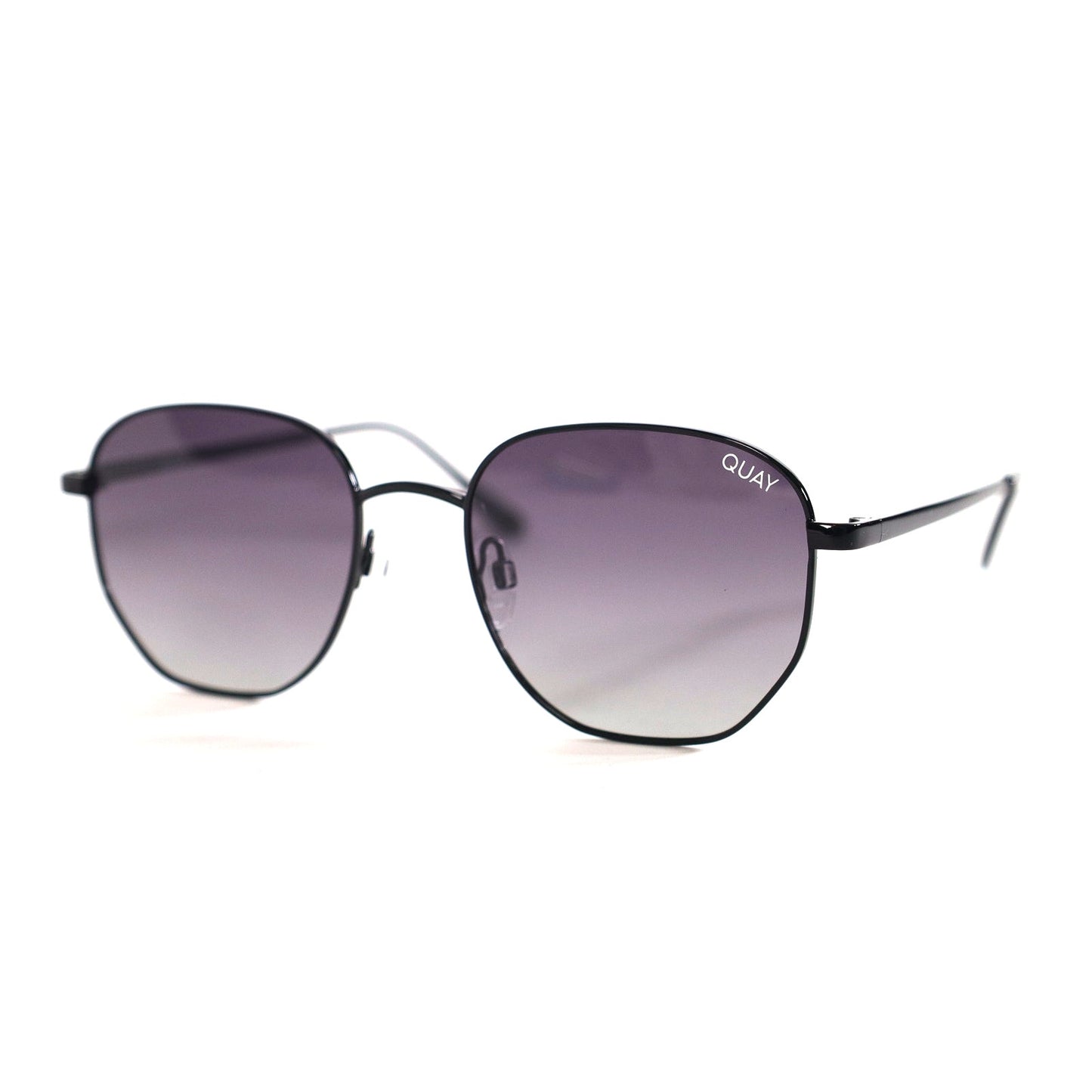 Quay Australia BIG TIME Round Polarized Sunglasses - Black / Smoke