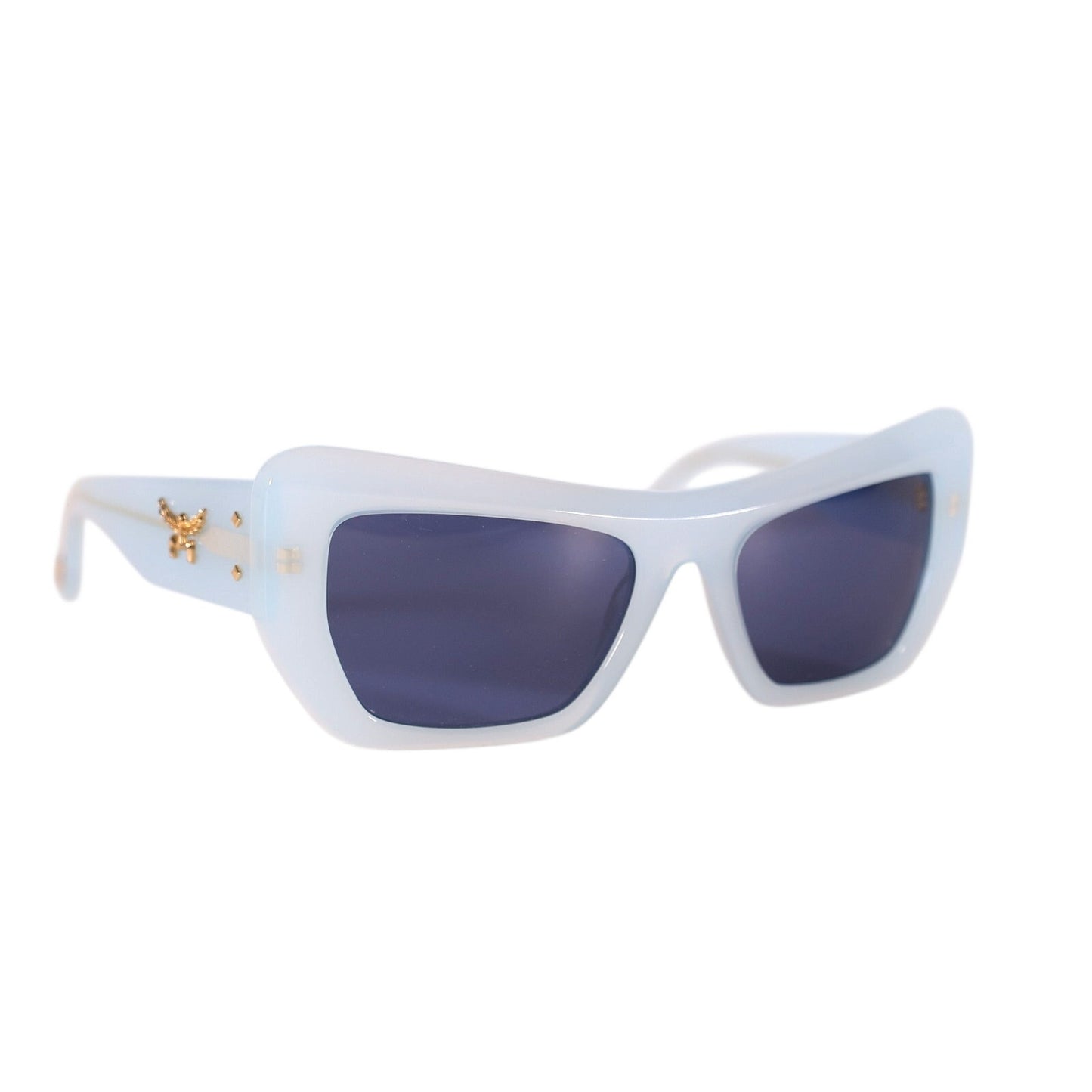 MCM Wraparound Rectangle Sunglasses - Shiny Light Blue / Smoke