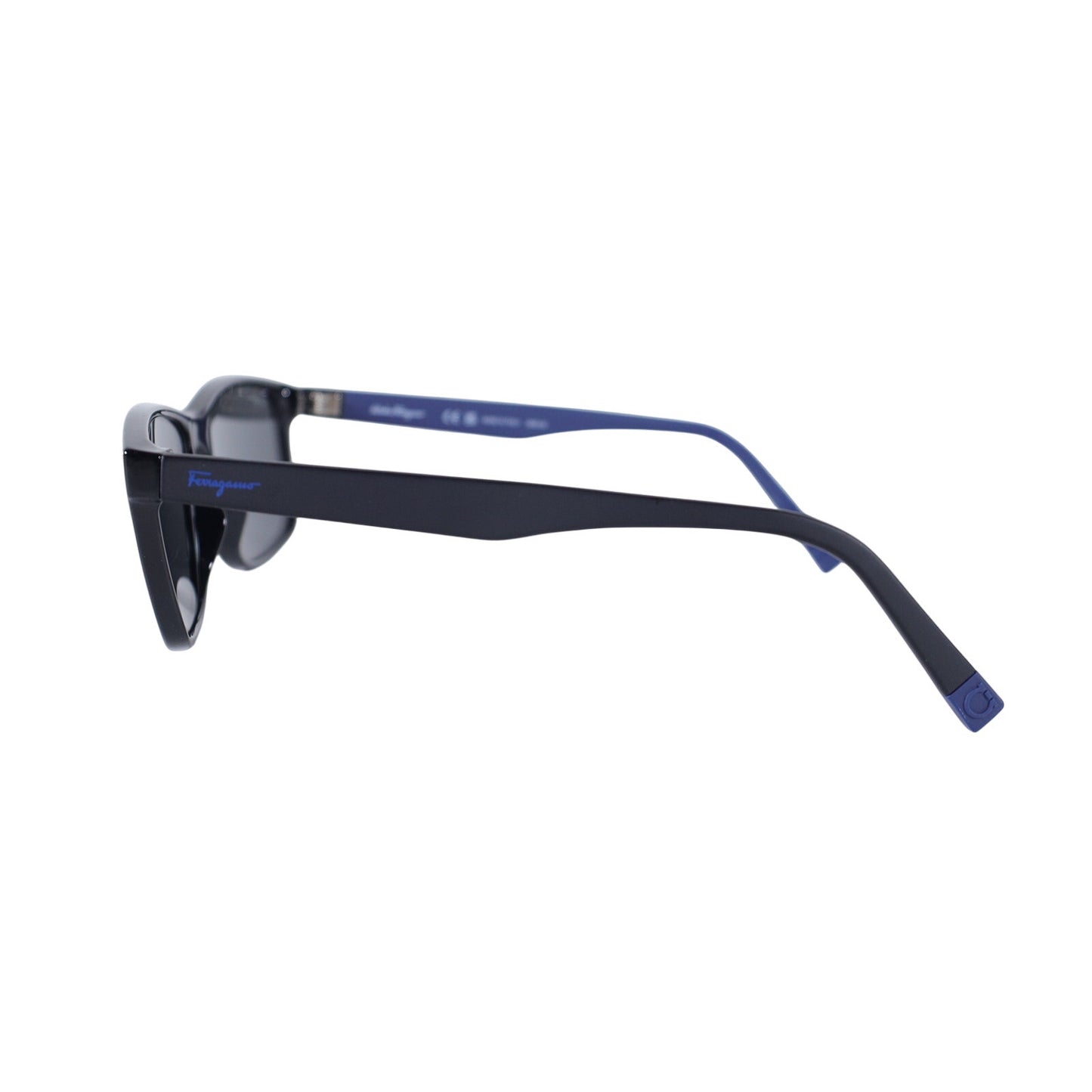 Salvatore Ferragamo Mens Rectangle Designer Sunglasses Black Blue Grey Lens