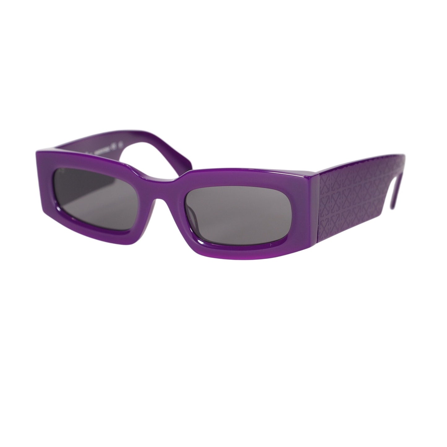 Off-White CARY Narrow Rectangle Sunglasses – Shiny Purple / Dark Gray