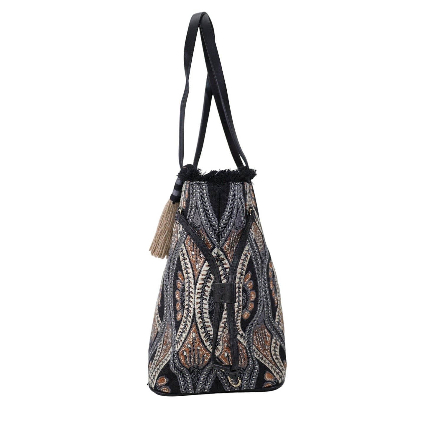 Spartina 449 Jetsetter Tote with Fringe - Bellinger Batik - Black