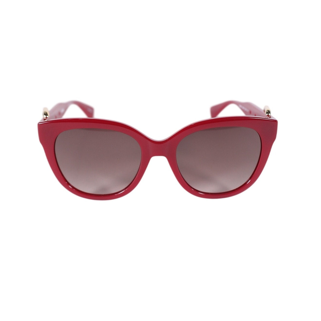 Moschino Cat Eye Sunglasses w/ Gold Buckle Accent Arms – Red / Brown Gradient