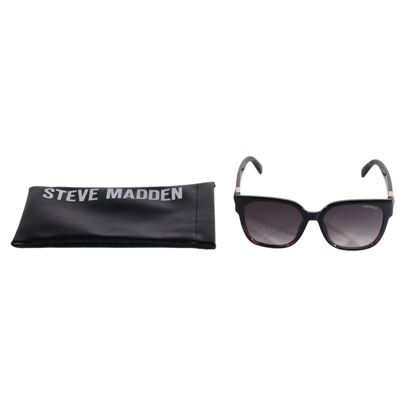 Steve Madden SAYRA Square Sunglasses - Black Tortoise / Smoke Gradient