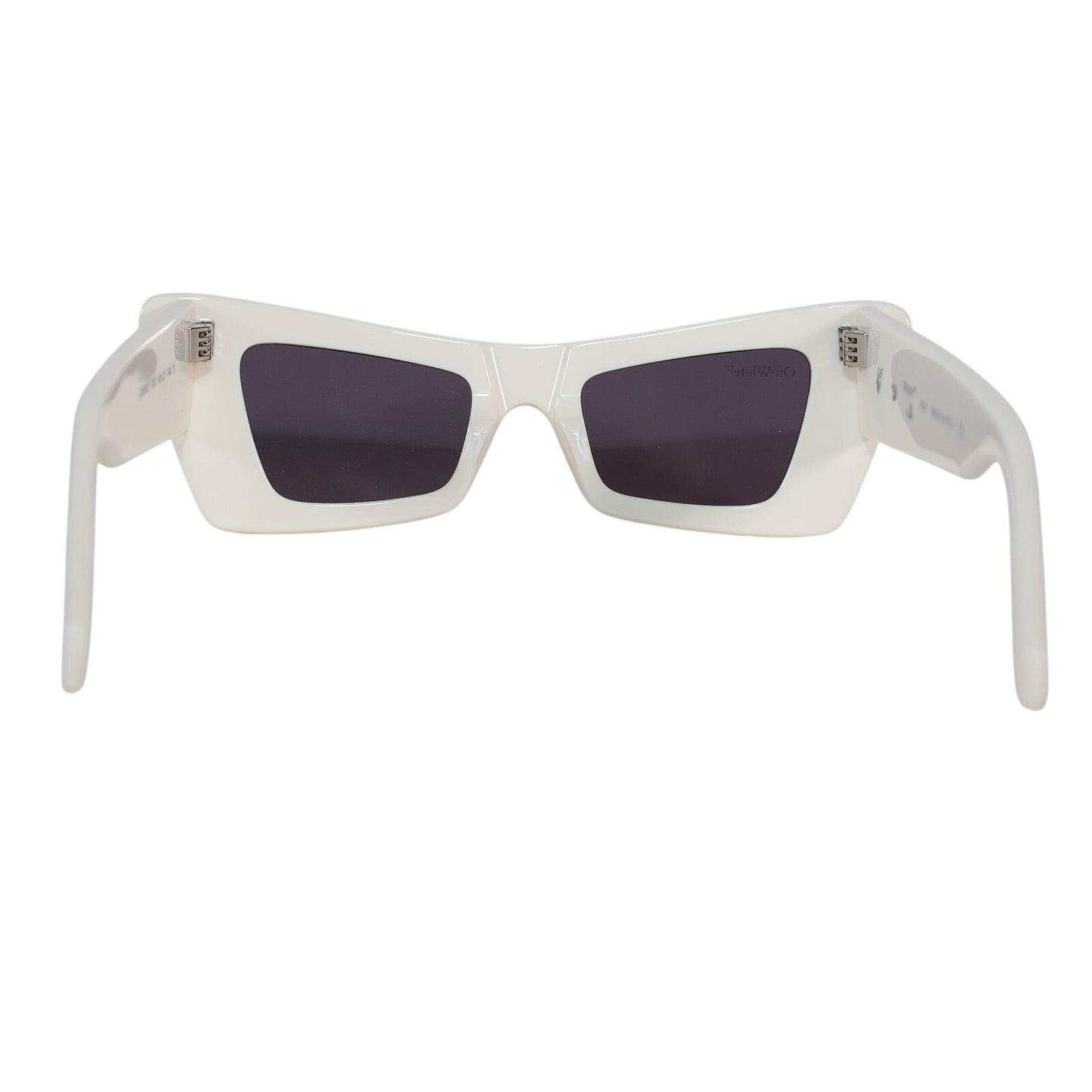 Off-White Narrow Geometric Rectangle Butterfly Sunglasses - White/Grey