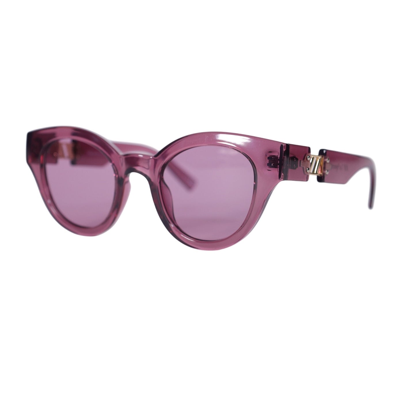 Le Specs DEJA NU Round Cat Eye Womens Sunglasses - Mulberry / Gold