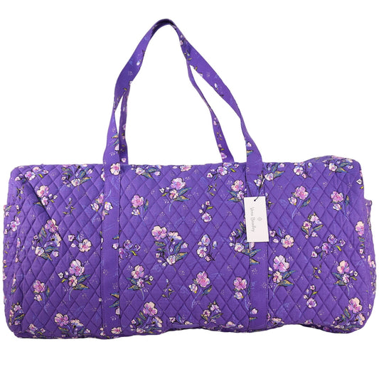 Vera Bradley XL Traveller Quilted Cotton Duffel Bag - Wild Roses- Purple