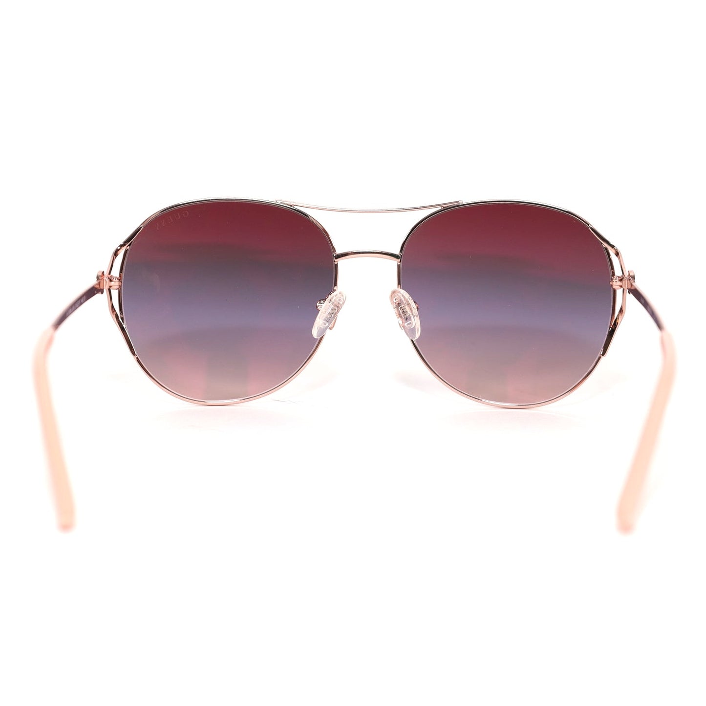 Guess Womens Round Aviator Sunglasses - Rose Gold / Smoke Mirror