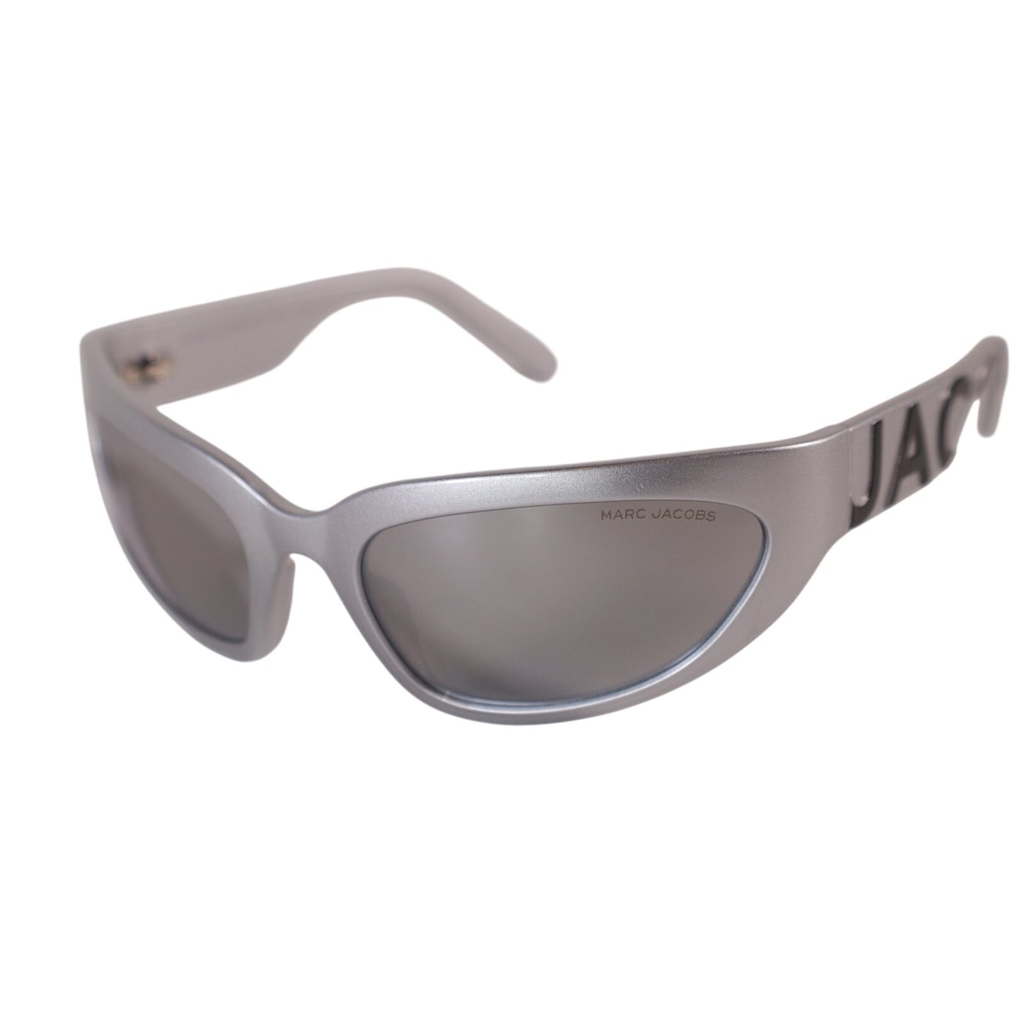 Marc Jacobs Narrow Wraparound Sunglasses - Silver / Silver Mirrored