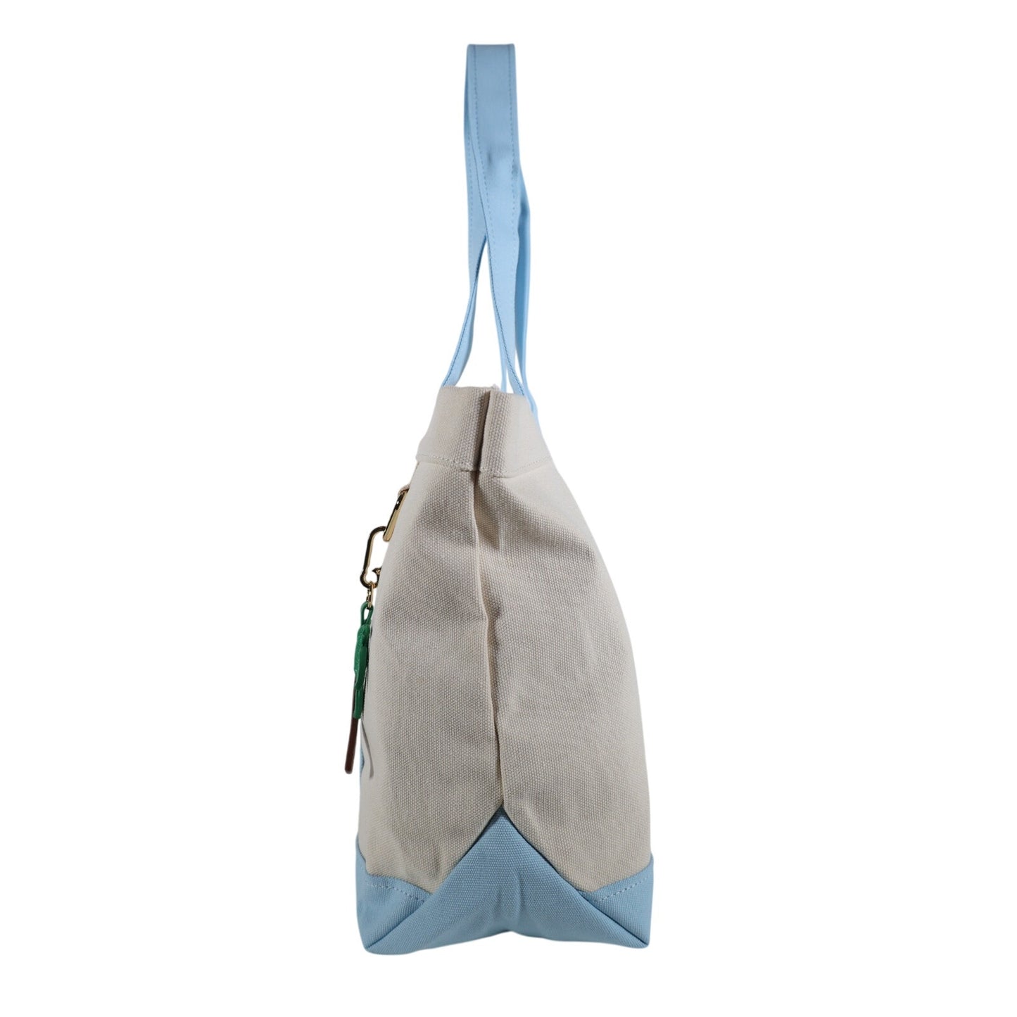 Baublebar Canvas Tote Bag with Palm Tree Charm – Cream / Light Blue