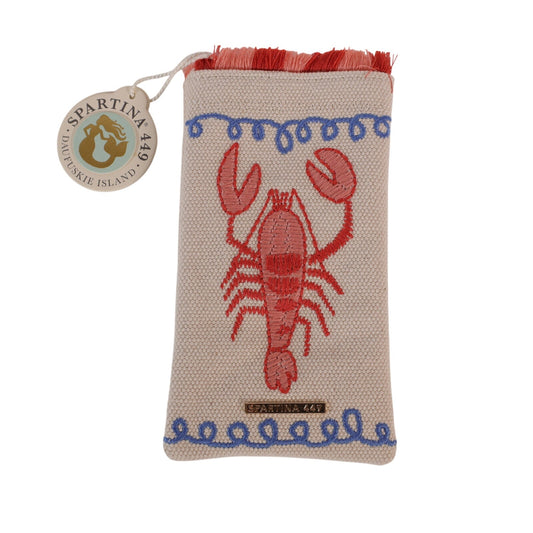 Spartina 449 Canvas Coastal Embroidered Sunglass Case - Overboard Lobster