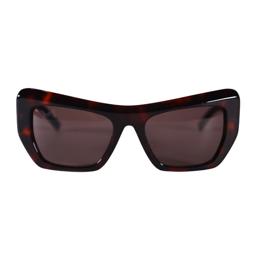 MCM Rectangle Cat Eye Sunglasses - Red Havana / Brown
