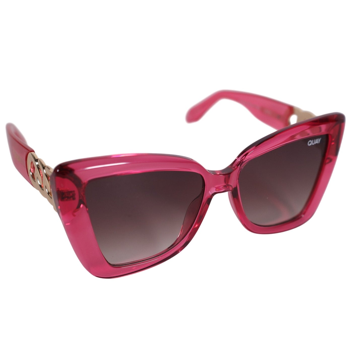 Quay Australia CHAIN REACTION Oversized Butterfly Sunglasses - Pink / Brown