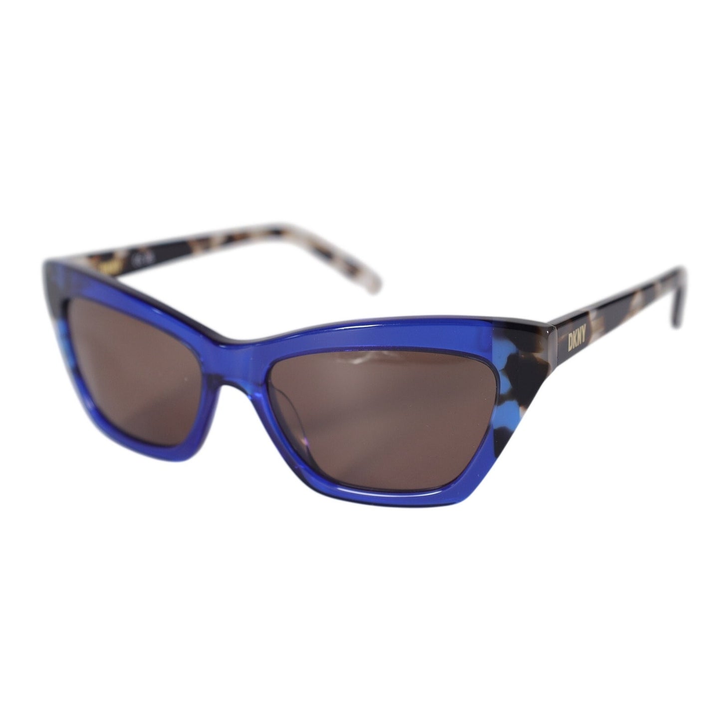 DKNY Narrow Cat Eye Womens Sunglasses – Cobalt Blue / Bone Tortoise – Retro Chic
