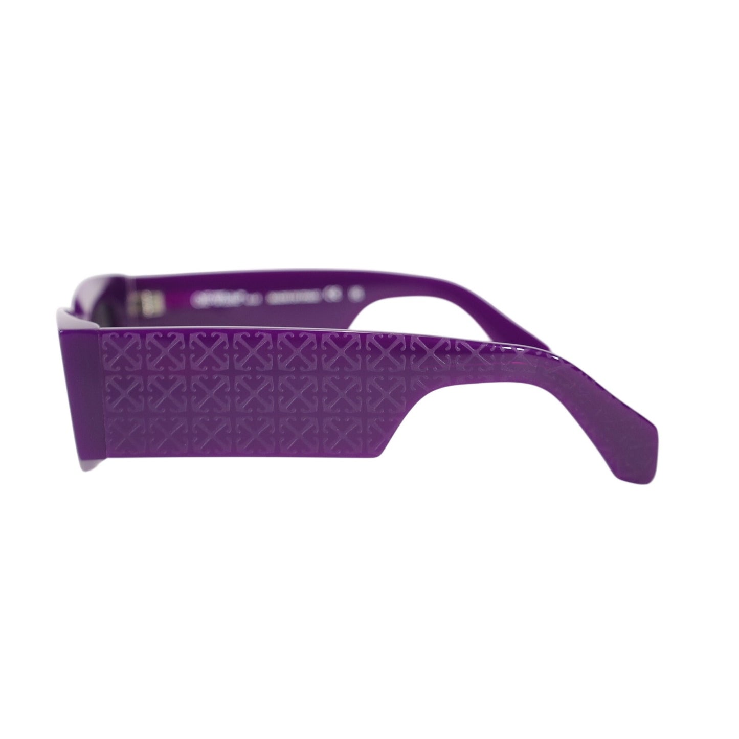 Off-White CARY Narrow Rectangle Sunglasses – Shiny Purple / Dark Gray