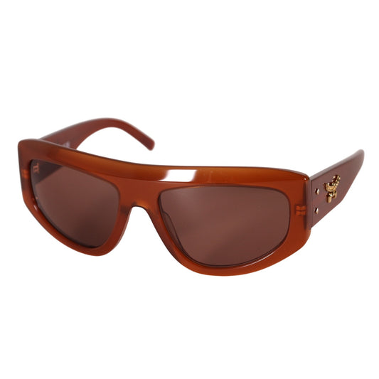MCM Wraparound Rectangle Sunglasses - Shiny Light Brown / Brown