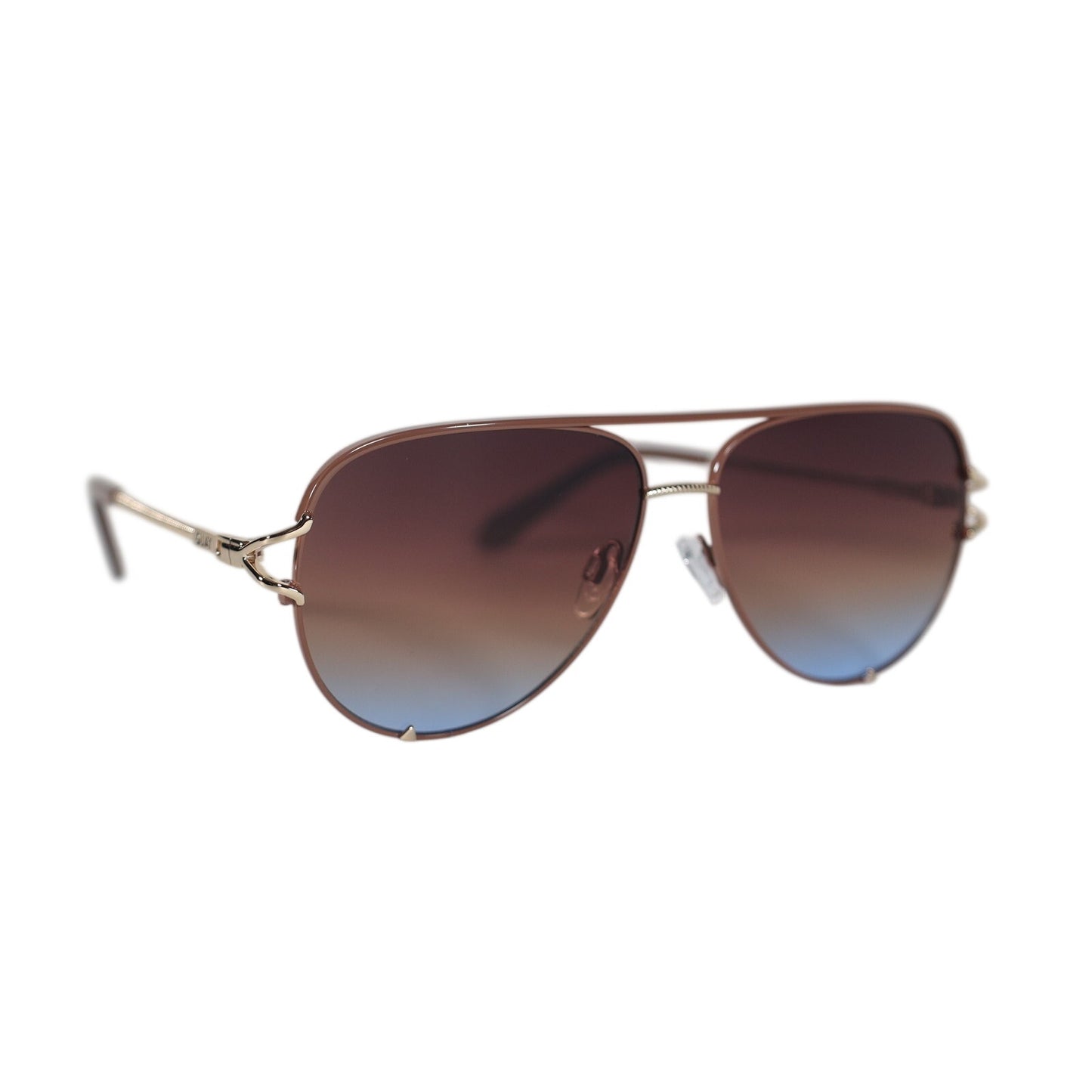 Quay Australia High Key Twist Aviator Sunglasses - Doe / Brown-Blue