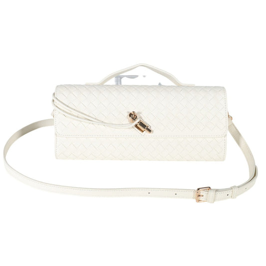Few Moda East West Vegan Leather Clutch Bag with Crossbody Strap - Cream - NWT