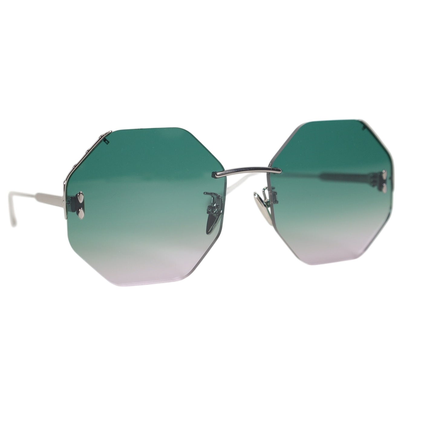 Isabel Marant Geometric Octagon Sunglasses – Green/Pink Gradient