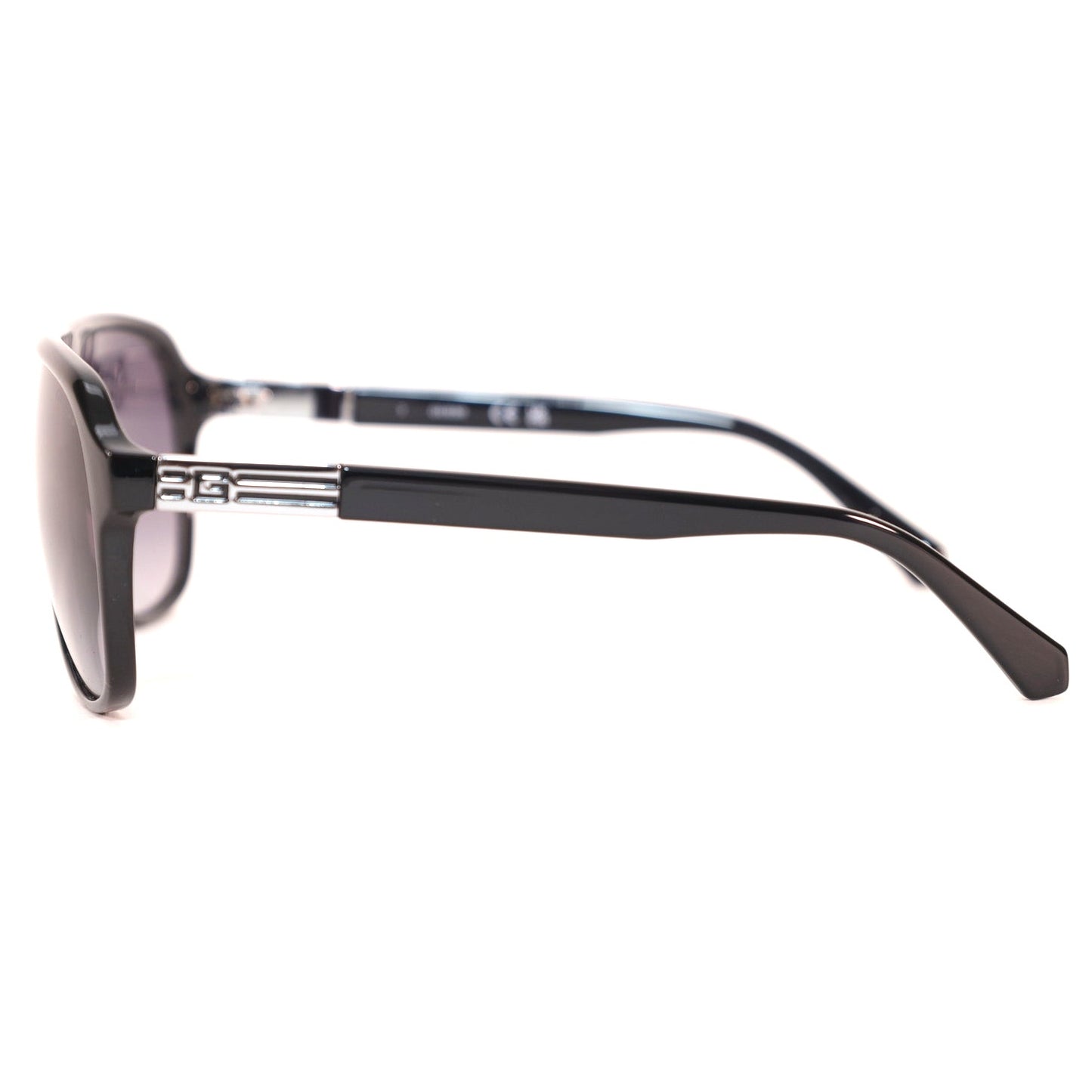 Guess Pilot Sunglasses - Shiny Black and Silver / Grey Gradient