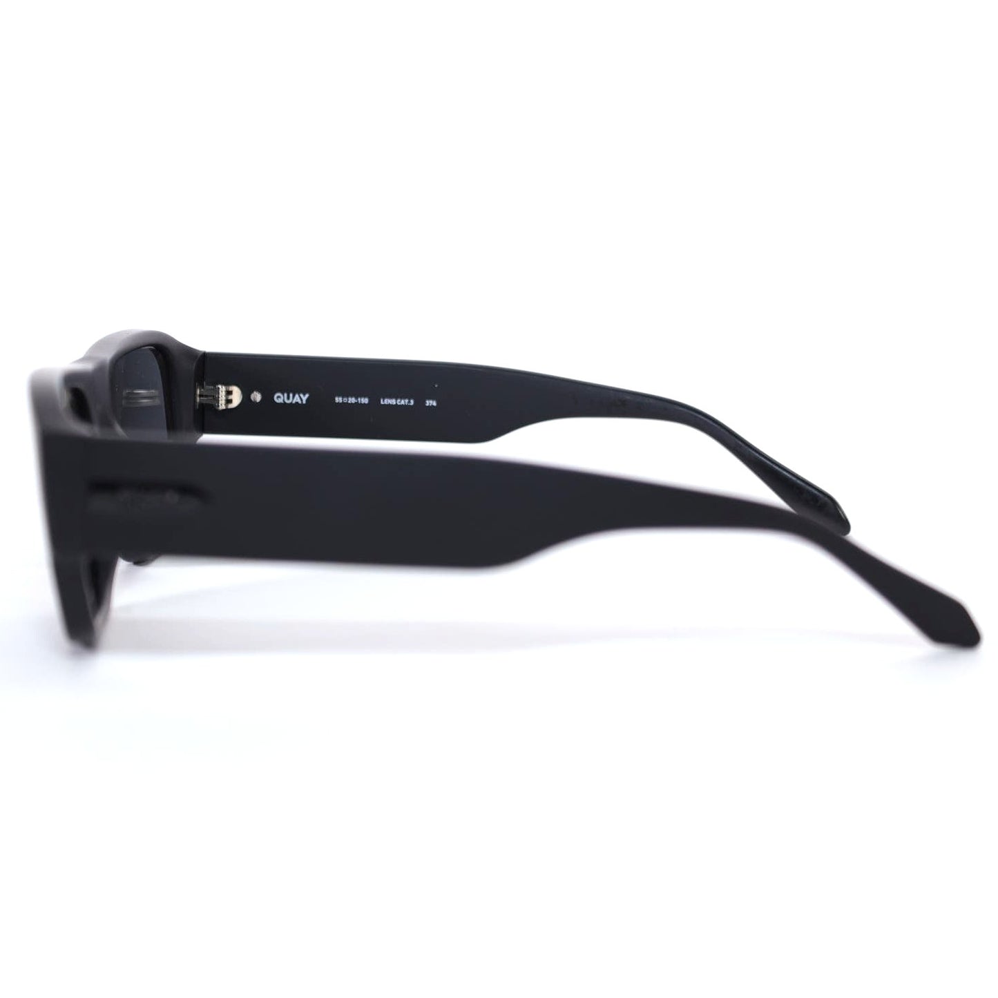 Quay Australia NIGHT CAP Rectangle Sunglasses–Matte Black/Black Polarized