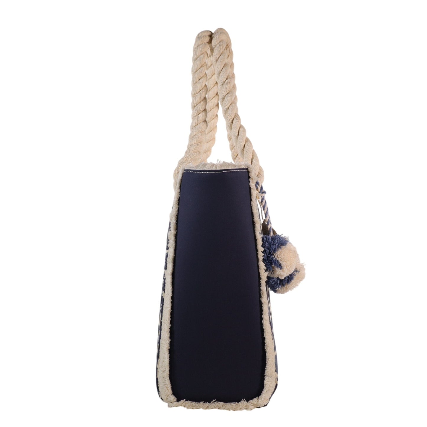 Spartina 449 Moonglade Boho Beach Tote–Large Rope Handle Bag-Blue Ikat