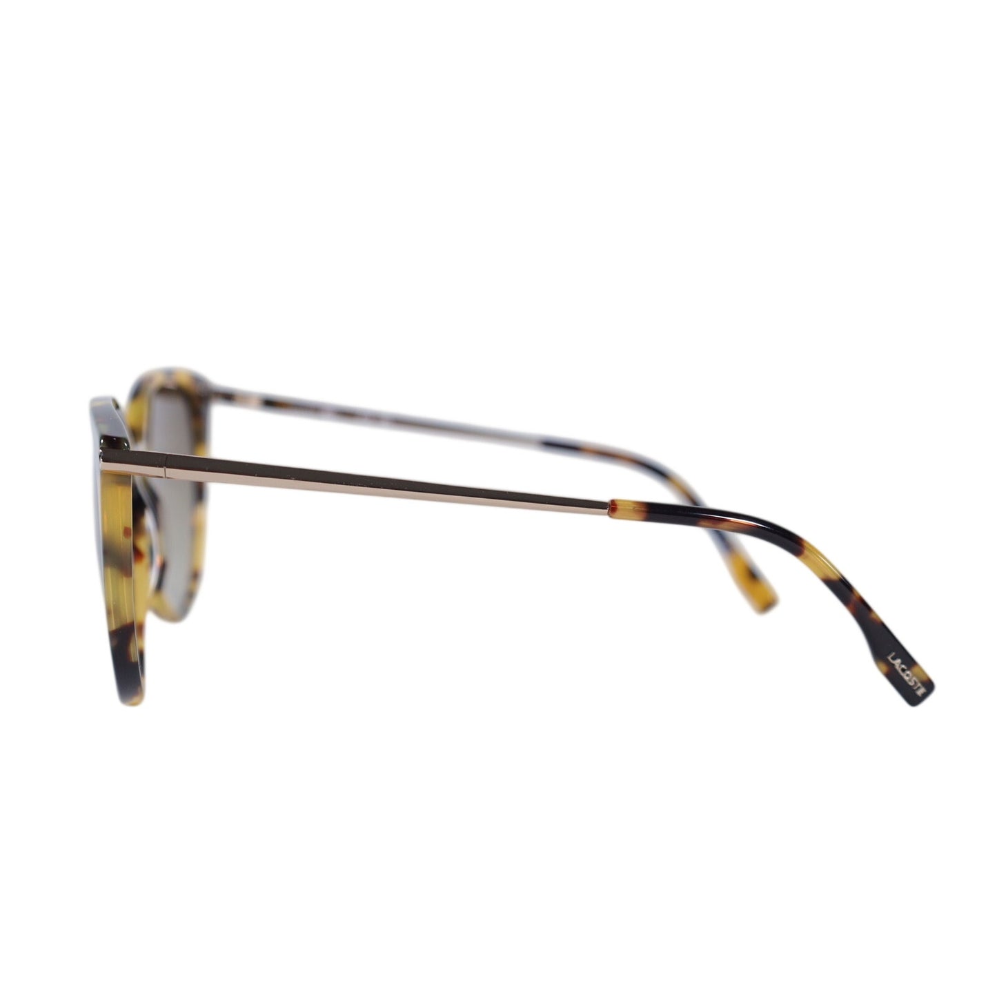 Lacoste Round Oval Oversized Women's Sunglasses - Yellow Havana / Brown