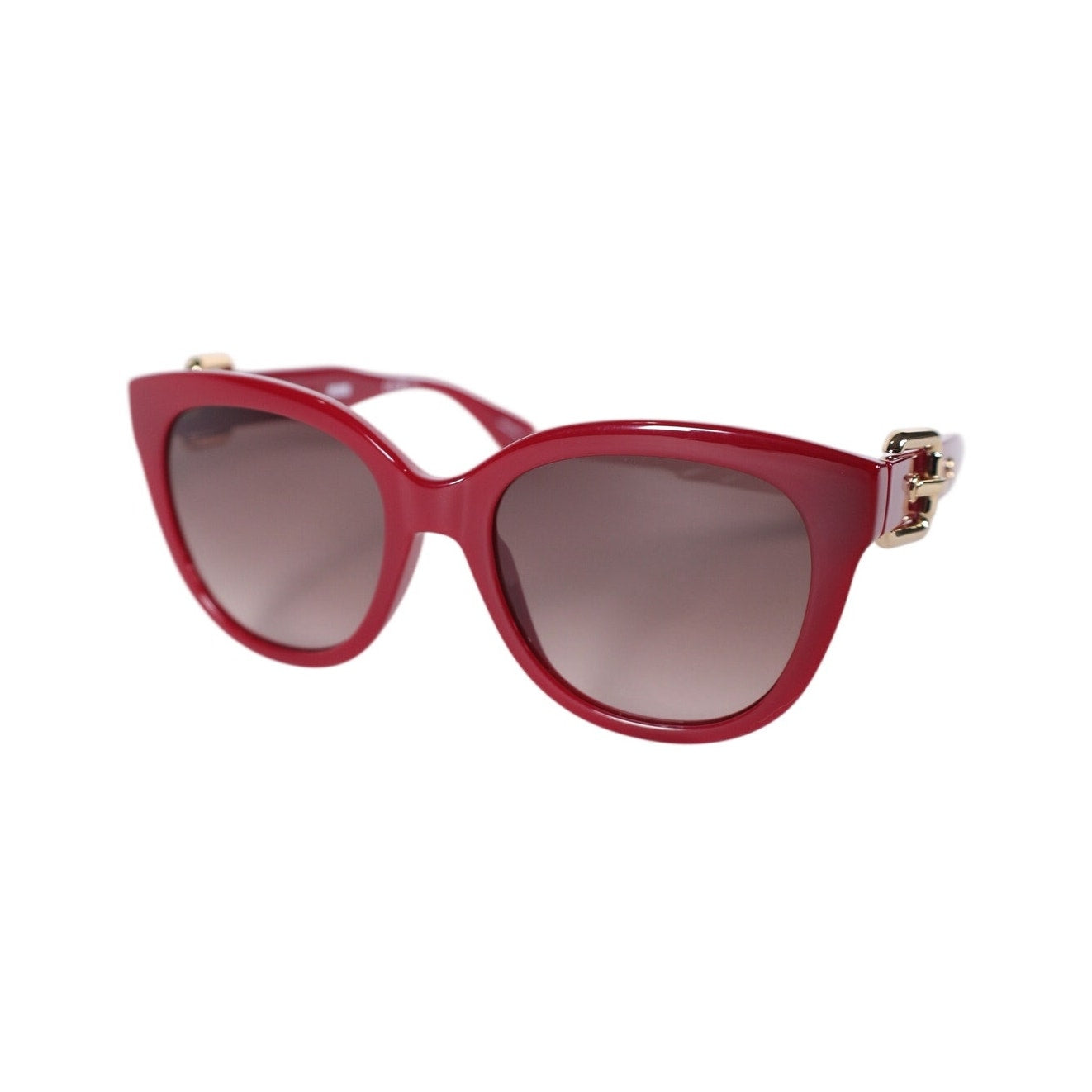 Moschino Cat Eye Sunglasses w/ Gold Buckle Accent Arms – Red / Brown Gradient