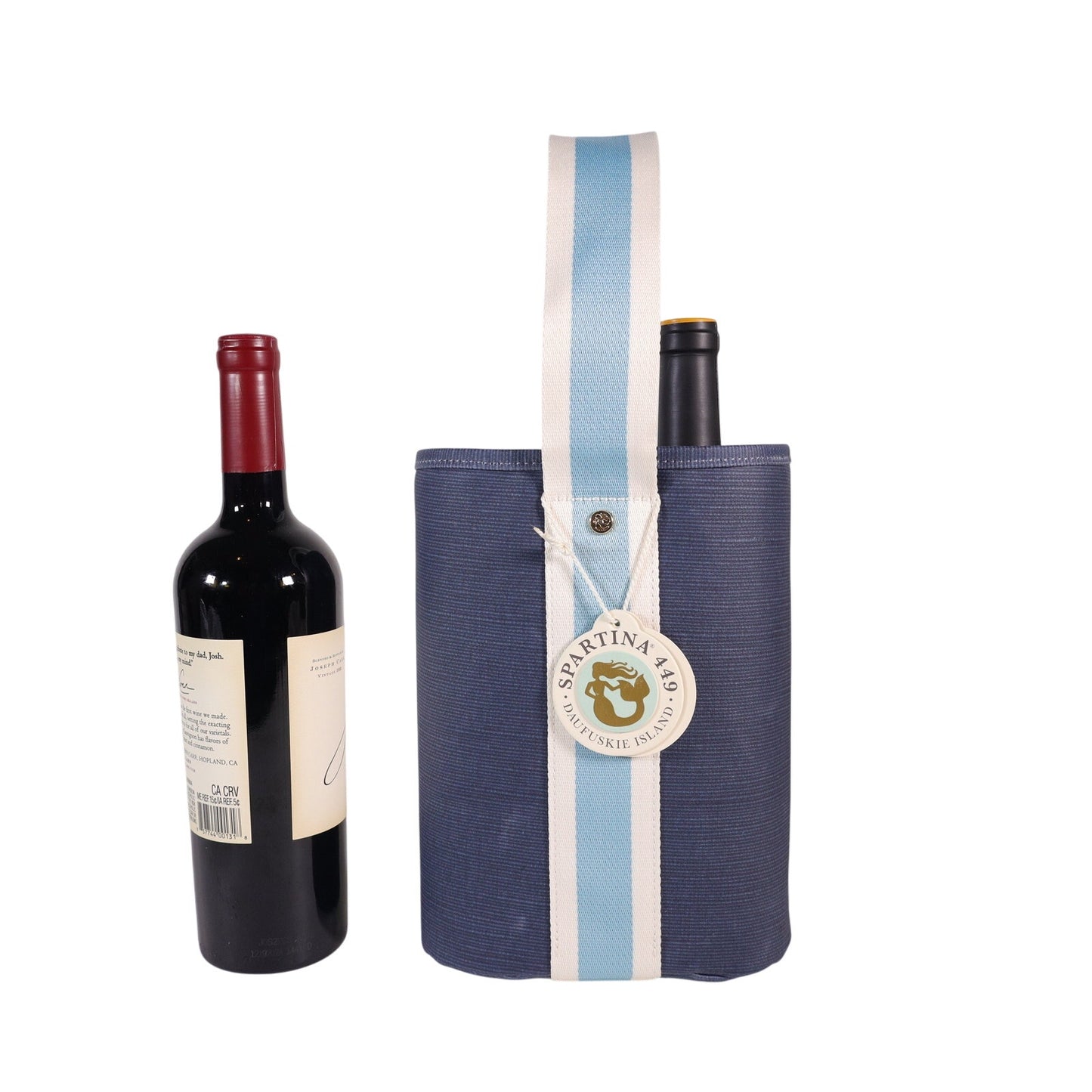 Spartina 449 Double Wine Caddy - Navy Blue Stripe