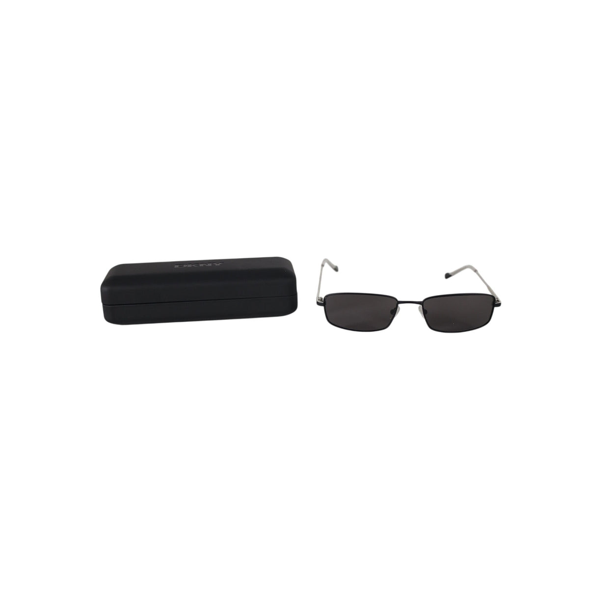 DKNY Slim Rectangle Metal Sunglasses - Black / Dark Grey - NWT