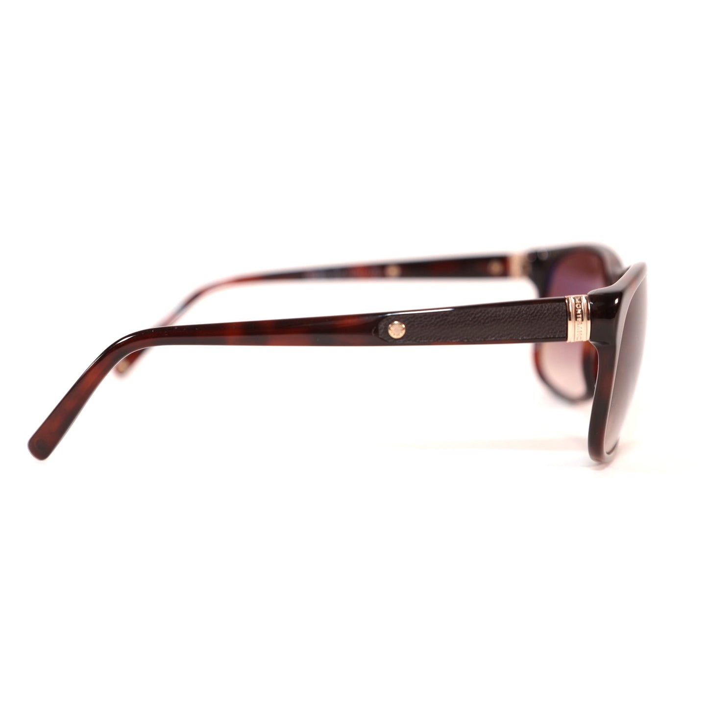 Montblanc Rectangle Men's Designer Sunglasses - Dark Brown Havana/Brown