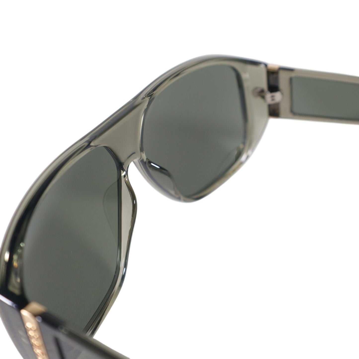 GUESS Oversized Aviator Shield Sunglasses Green Transparent Grey Lens