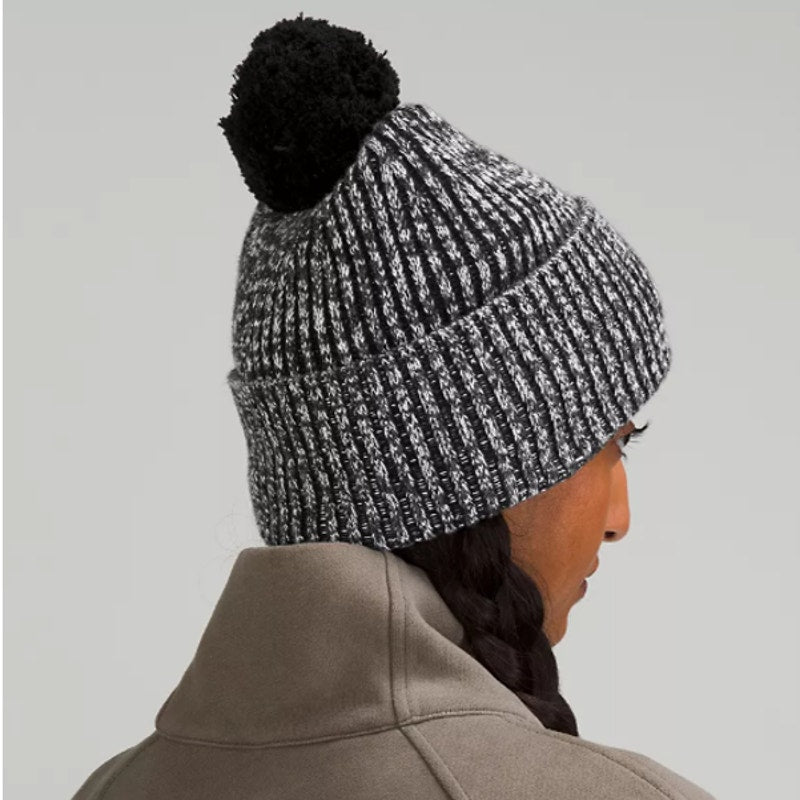 Lululemon Textured Fleece-Lined Knit Beanie - One Size - Black/White